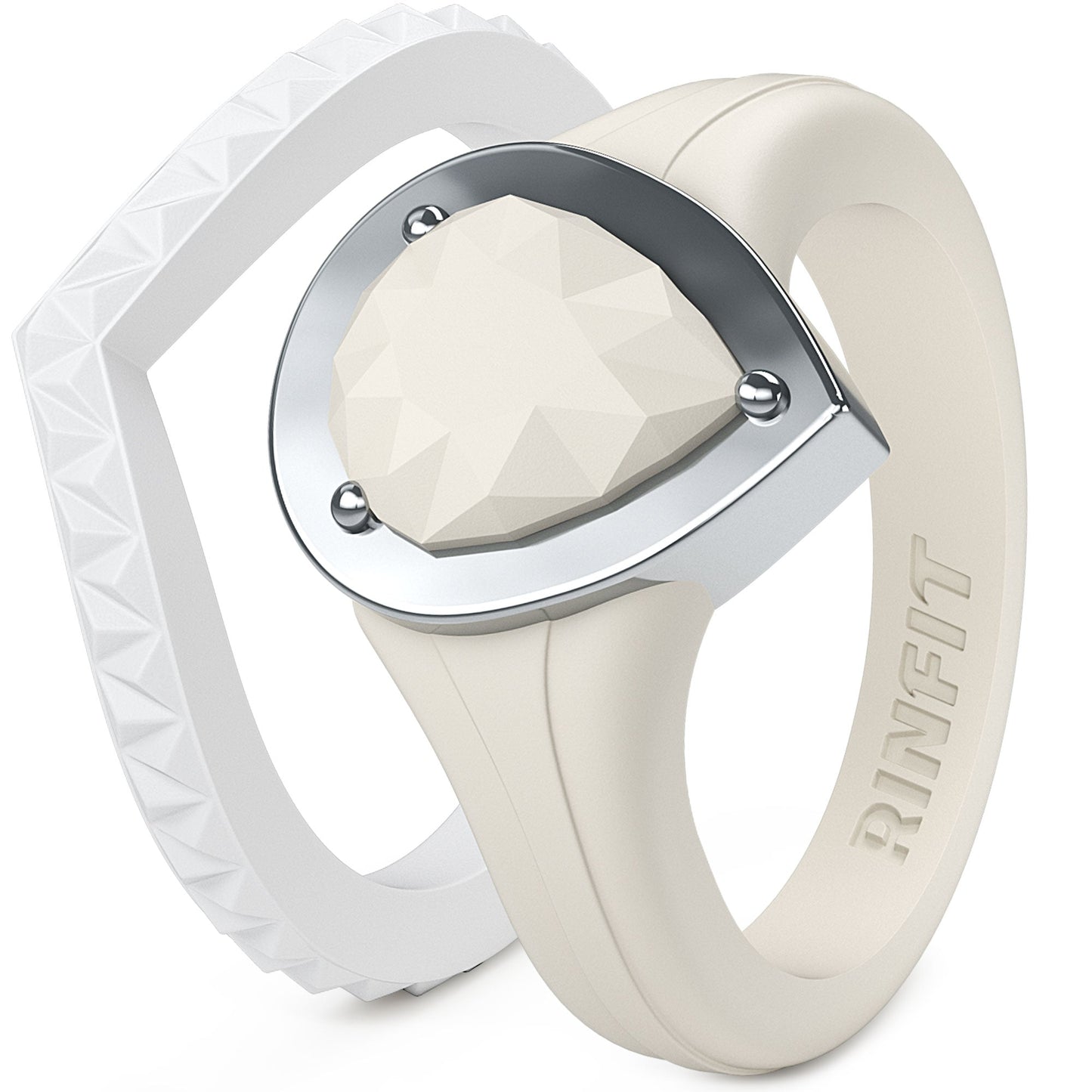 Silicone Rings for Women - New Metal-Framed with Stackable - Silicone Diamond Rings Wedding Bands Women