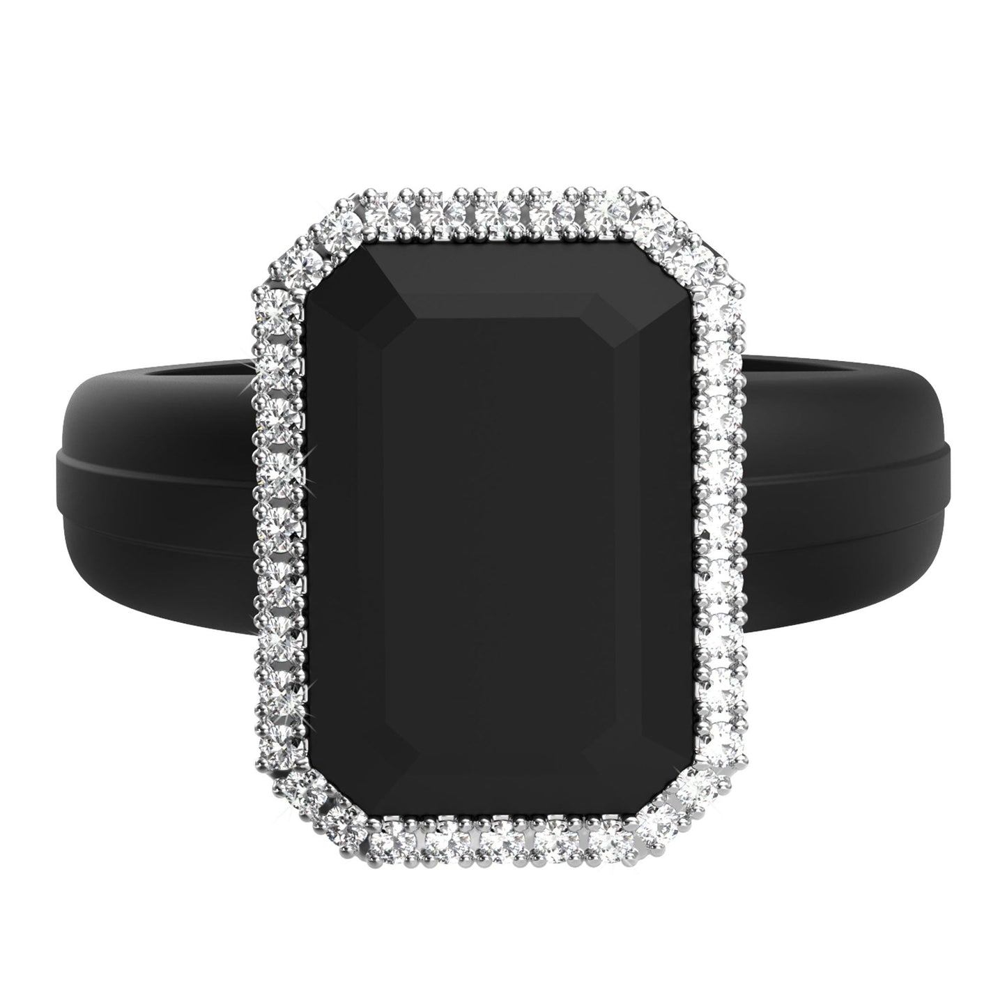 Silicone Ring with Metal Frame & Stones | Elegant & Durable by