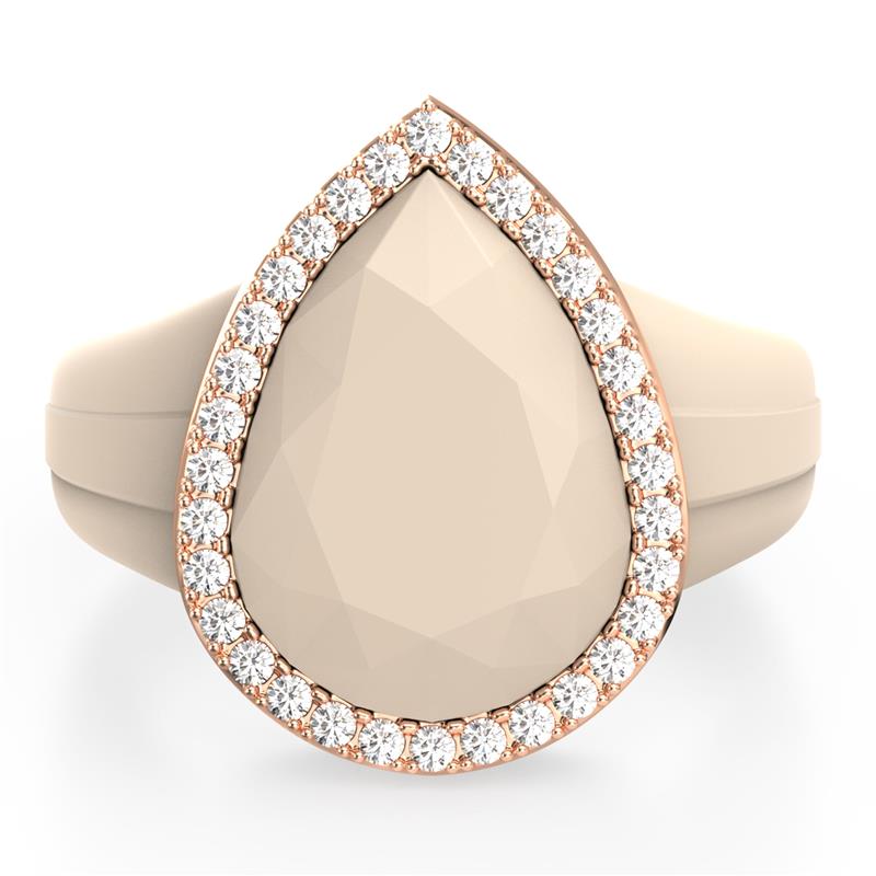 Oversize Pear Silicone Ring with Metal Frame & Stones by