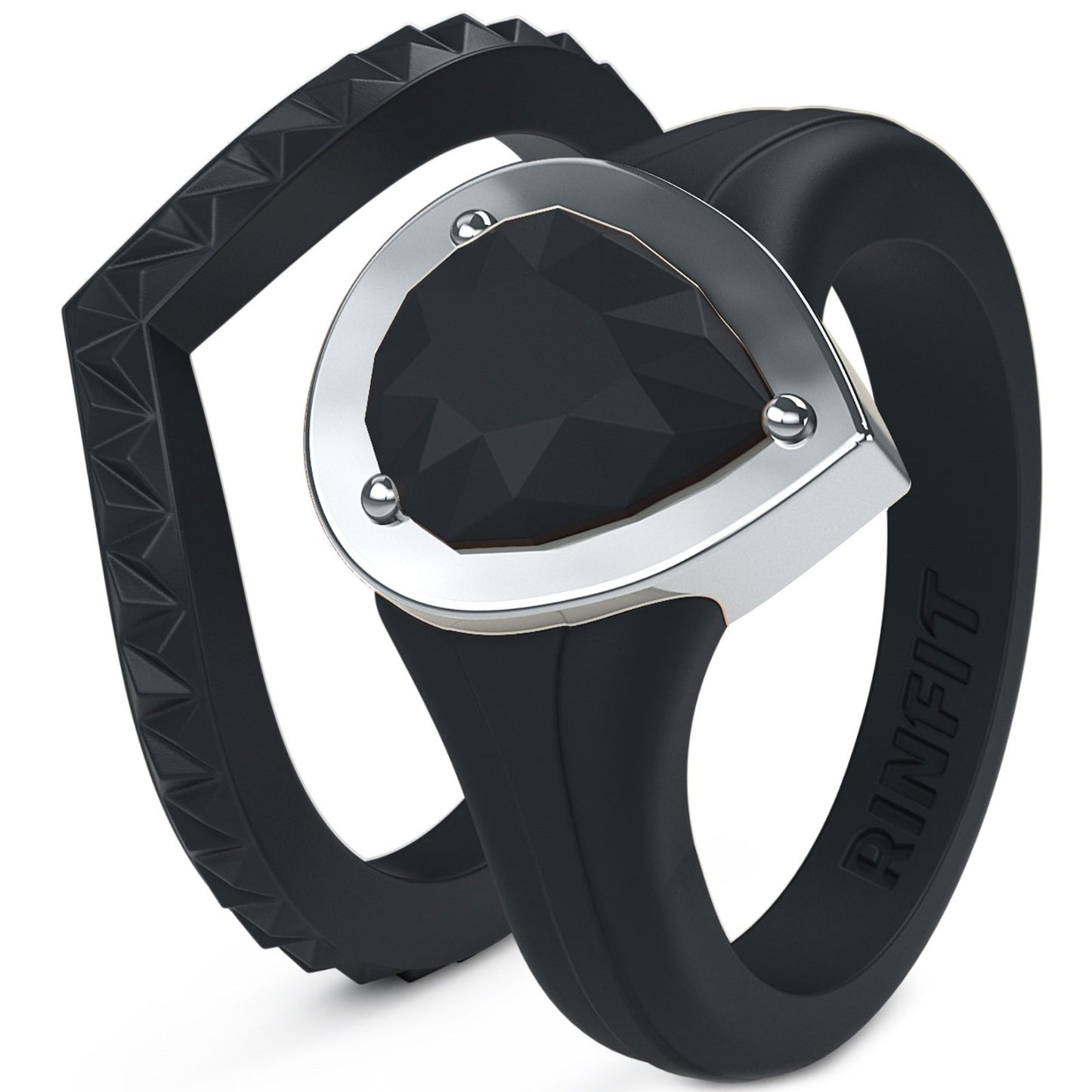 Silicone Rings for Women - New Metal-Framed with Stackable - Silicone Diamond Rings Wedding Bands Women