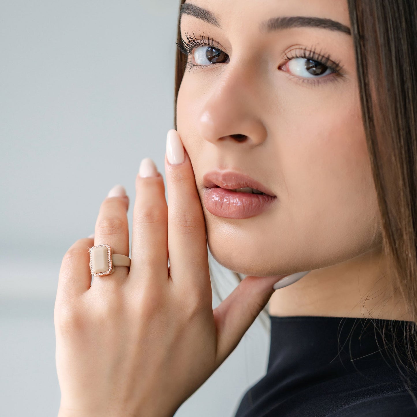Silicone Ring with Metal Frame & Stones | Elegant & Durable by