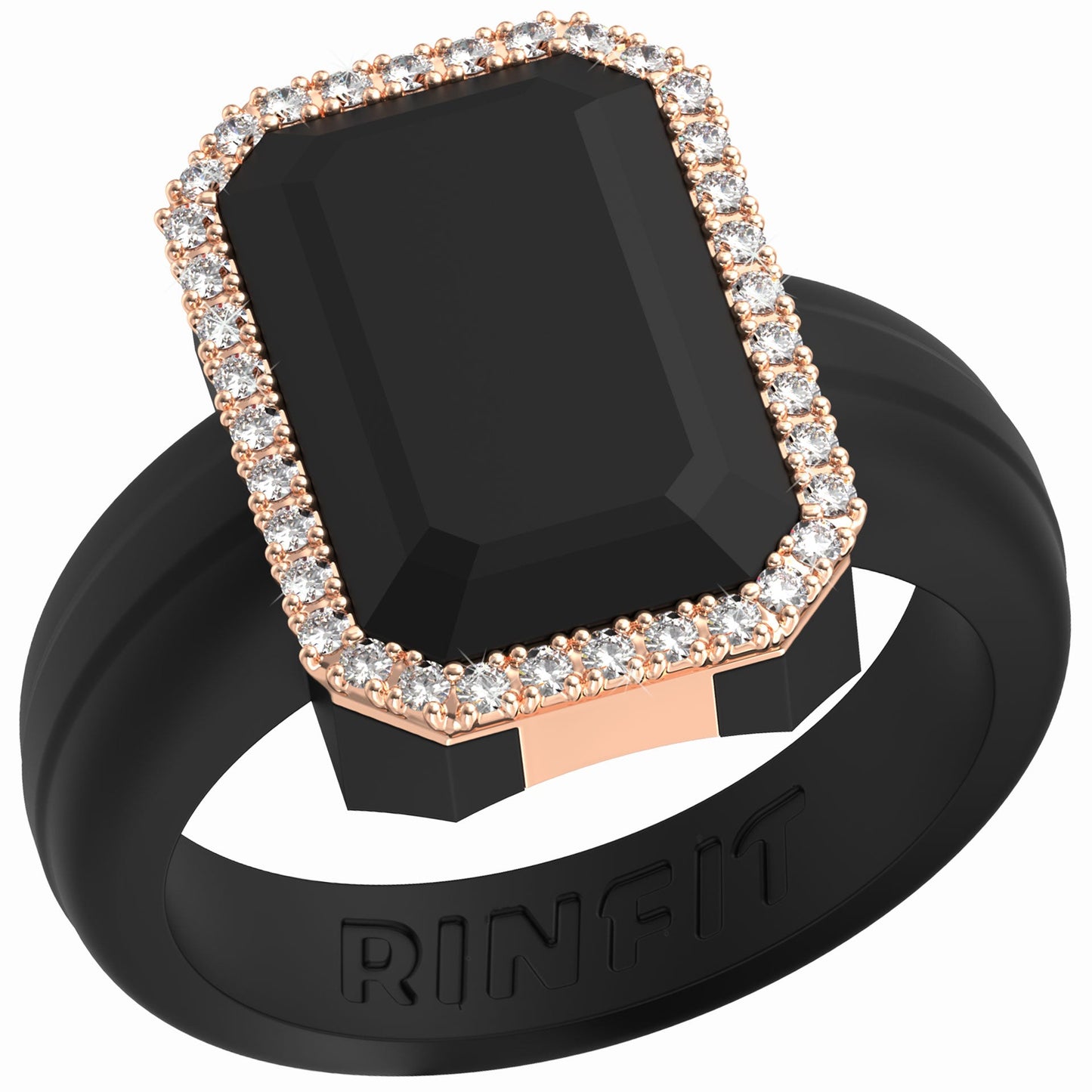 Silicone Ring with Metal Frame & Stones | Elegant & Durable by