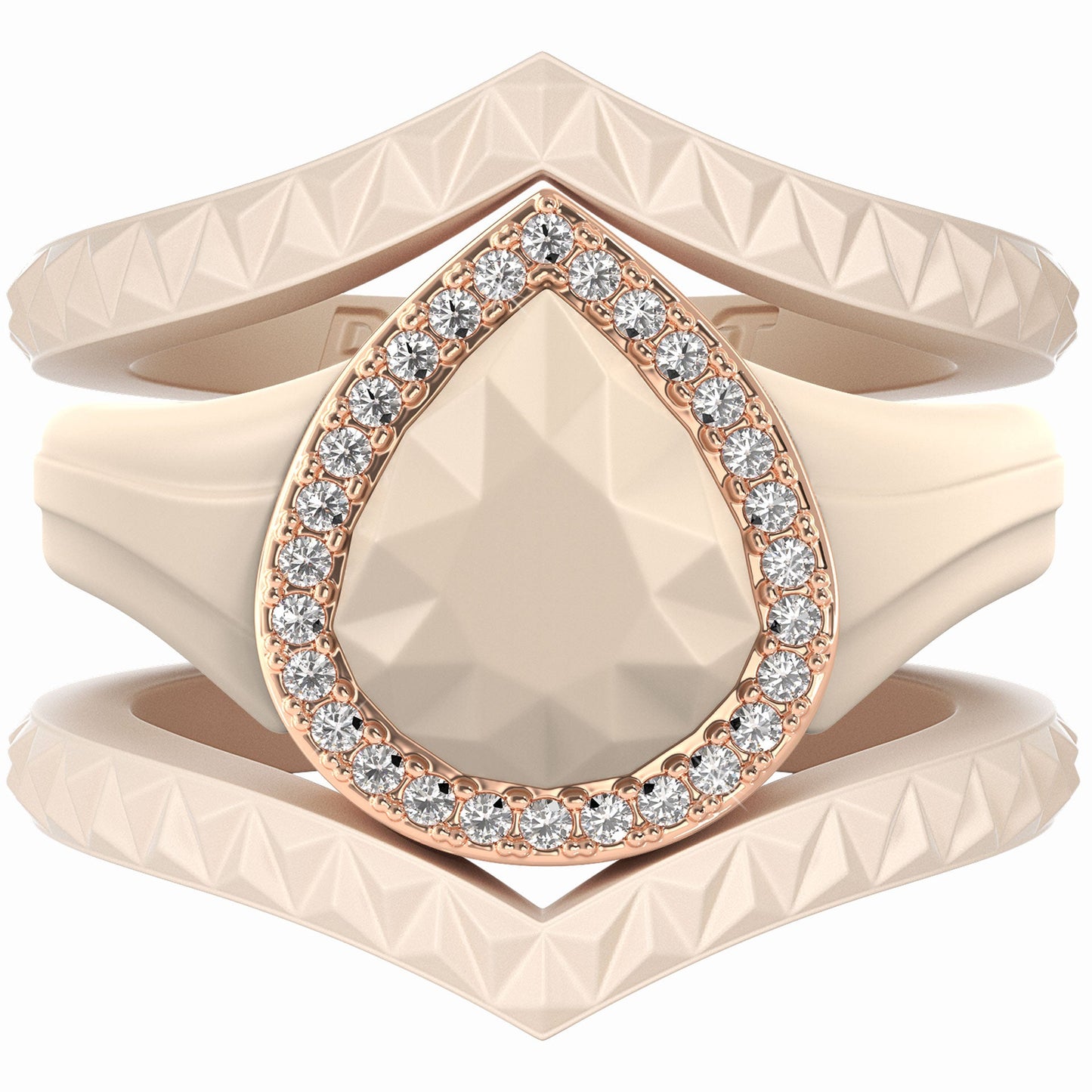 Pear Silicone Ring with Metal Frame & Stones – Includes 2 Stackable Bands | Patented Design by