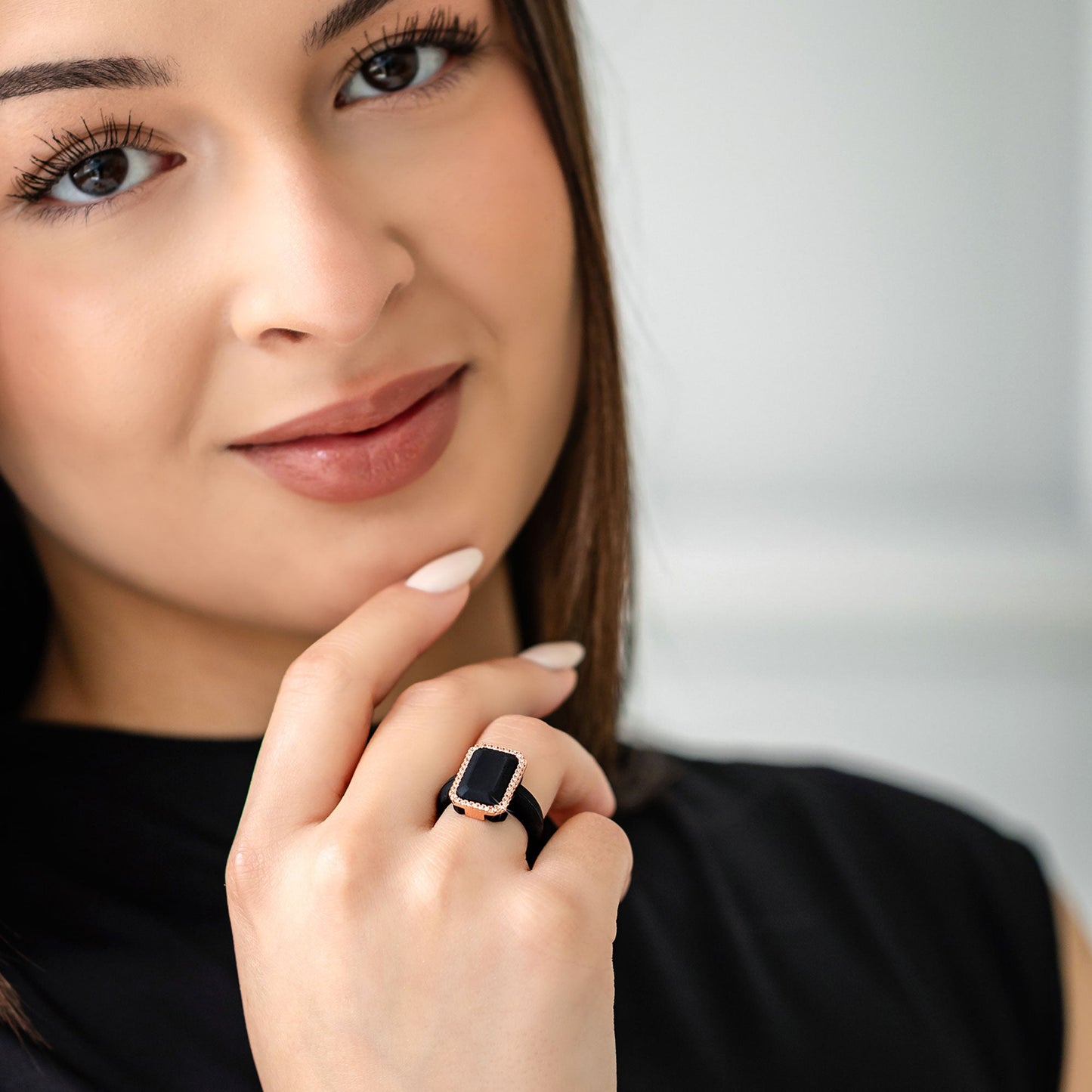 Silicone Ring with Metal Frame & Stones | Elegant & Durable by
