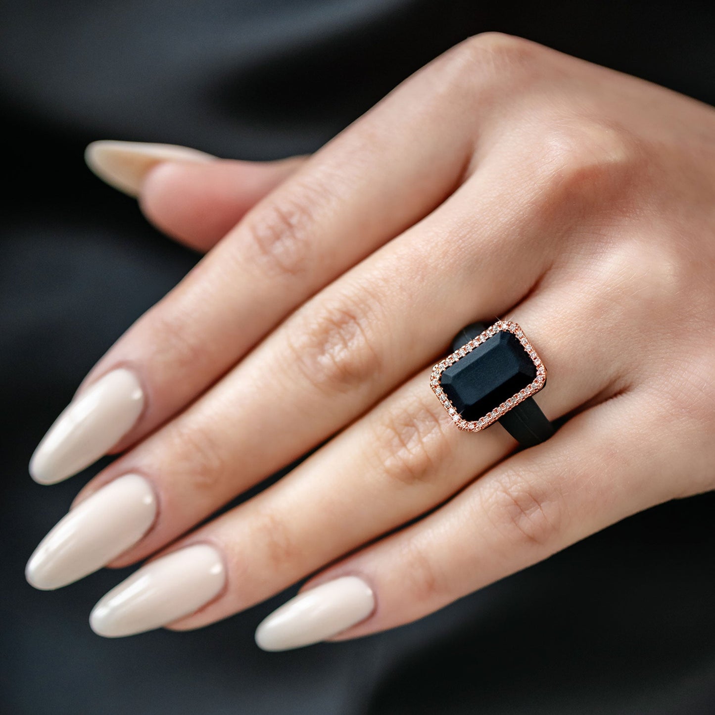 Silicone Ring with Metal Frame & Stones | Elegant & Durable by