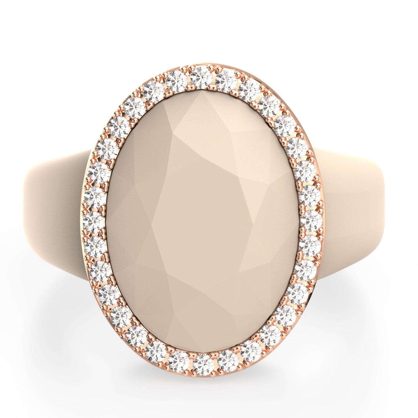 Oversize Oval Silicone Ring with Metal Frame & Stones by