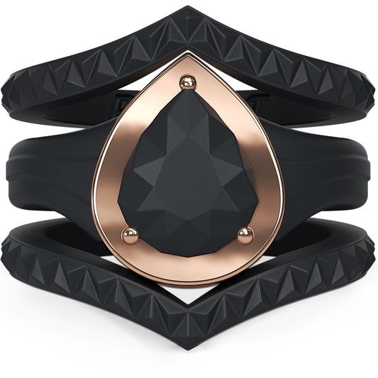 Silicone Rings for Women - New Metal-Framed with 2 Stackable Rings - Silicone Diamond Rings Wedding Bands Women