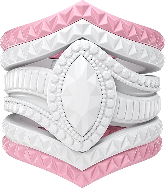 Silicone Rings for Women - Marquise with 4 Stackable Rings - Silicone Diamond Rings Wedding Bands Women