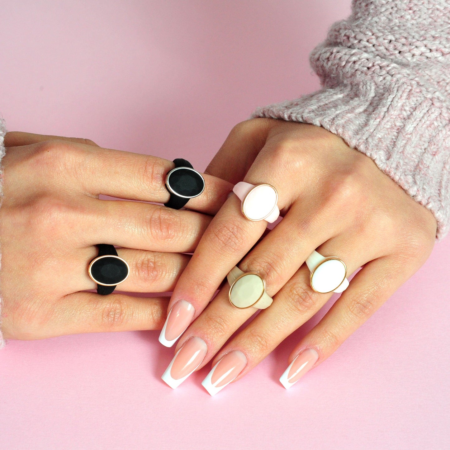 Oversized Oval Collection - Silicone Rings with Metal Frame