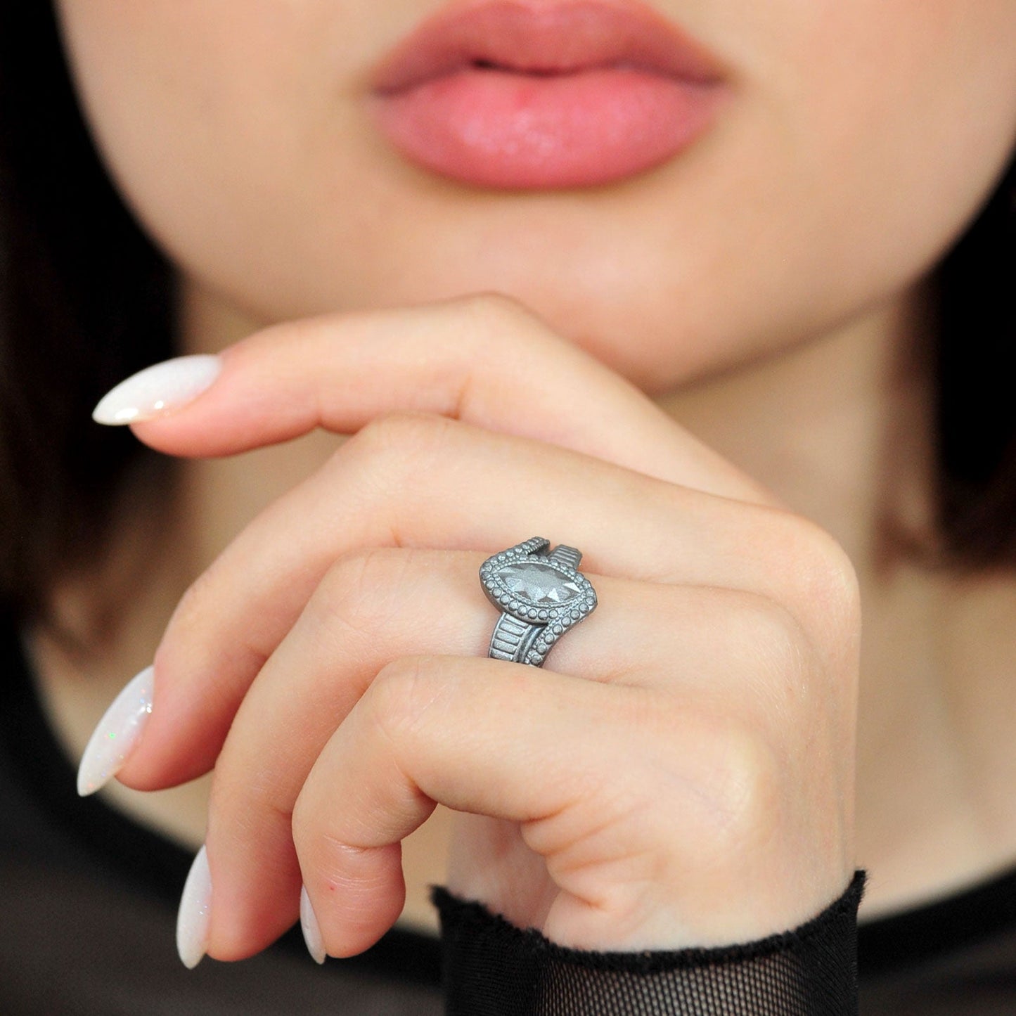 Silicone Rings for Women - Marquise with 4 Stackable Rings - Silicone Diamond Rings Wedding Bands Women