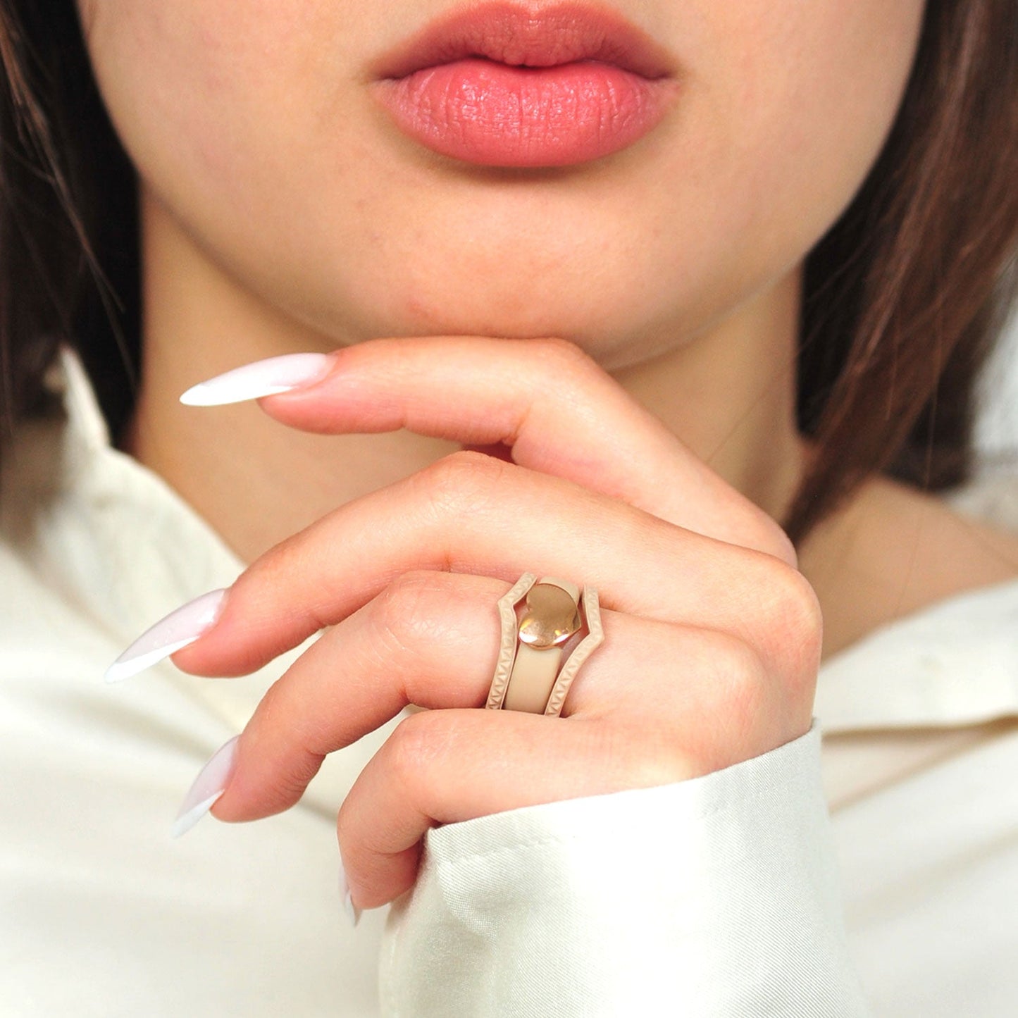 Stackable 3-Piece Ring Set - Silicone & Metal Heart